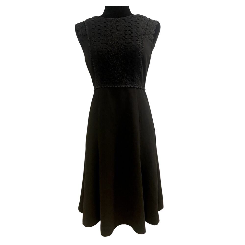 Ann Taylor Sleeveless Little Black Dress with Lace Detail Size S